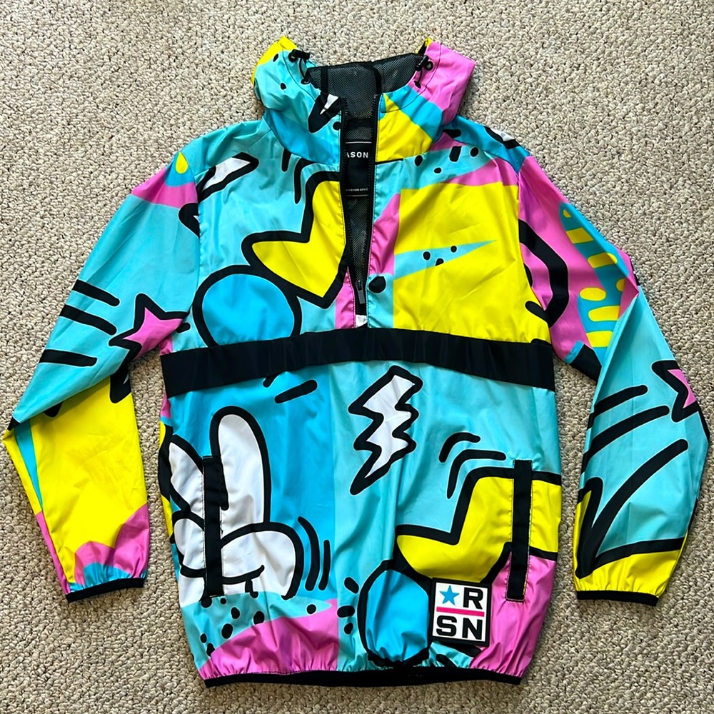 Colorful 80s Print Rain Hoodie